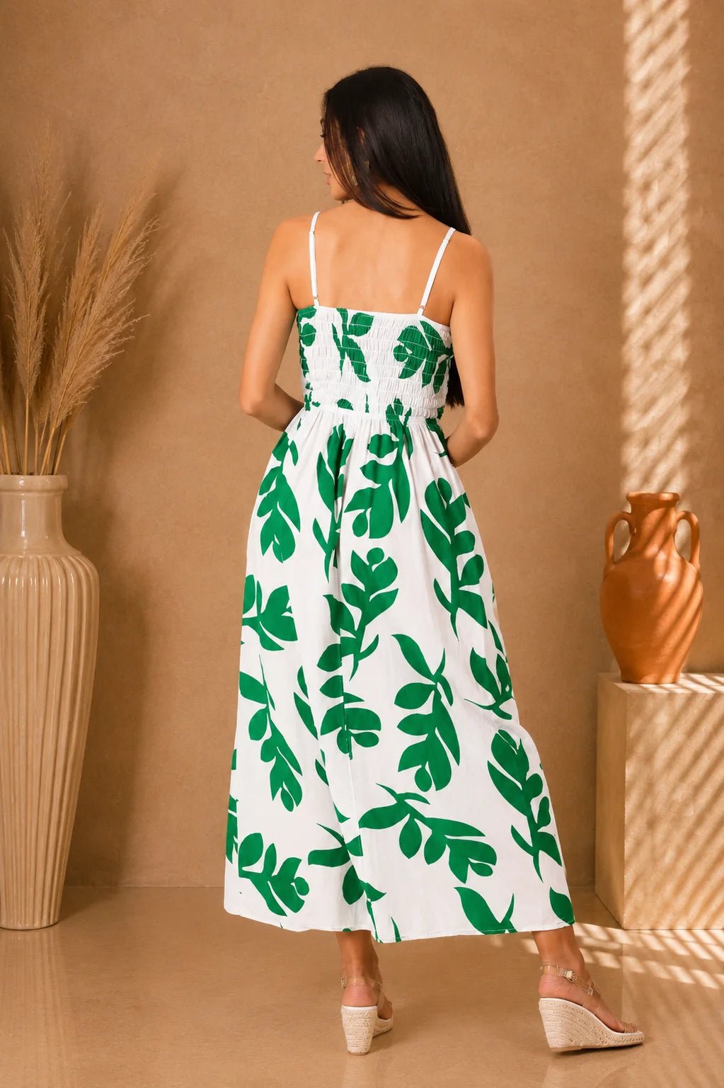 'Milani' Print Green Cotton Maxi Dress WOMEN'S DRESS for women resort wear - Seaspice Resort Wear