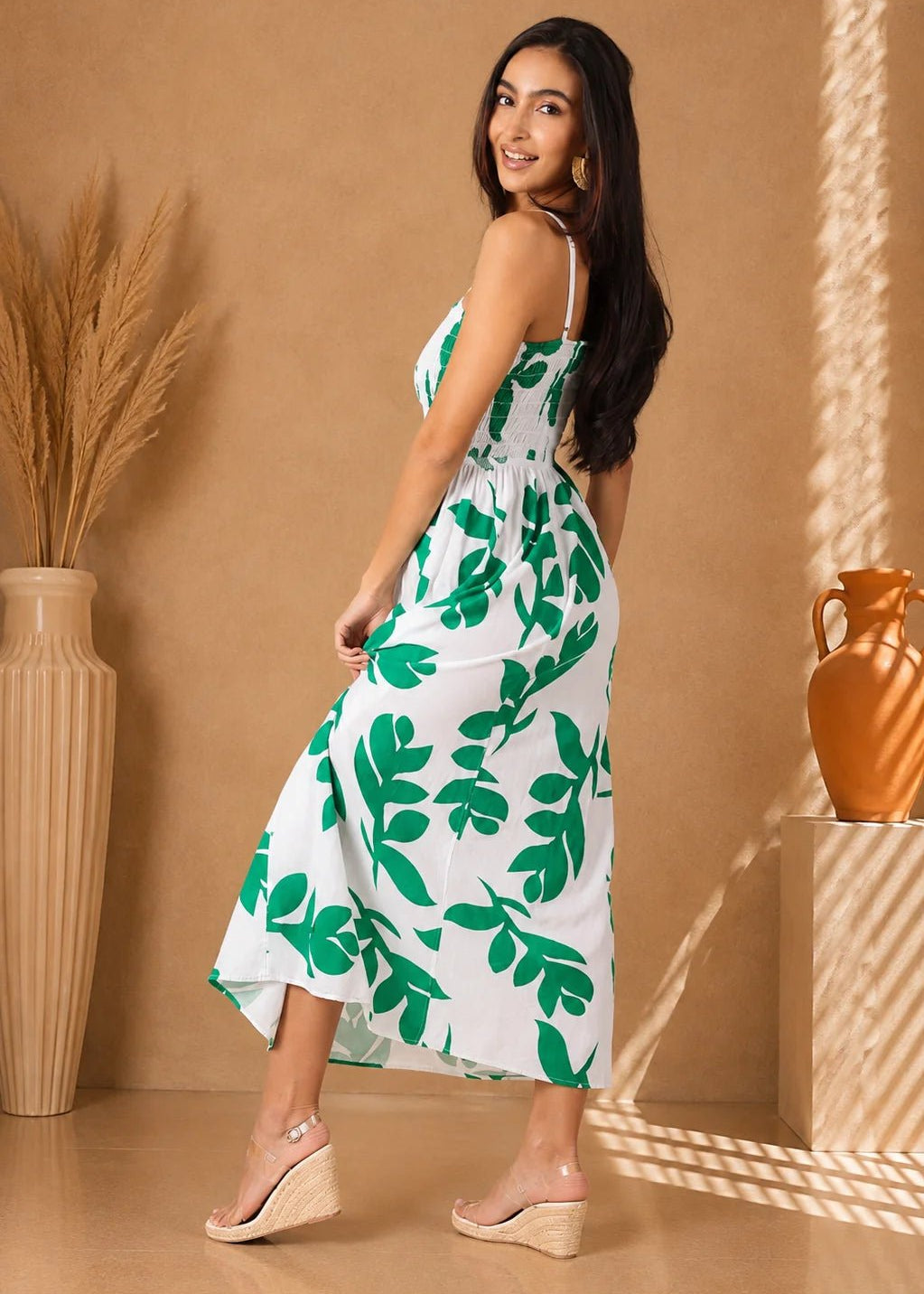 'Milani' Print Green Cotton Maxi Dress WOMEN'S DRESS for women resort wear - Seaspice Resort Wear