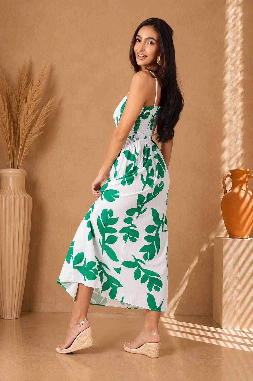 'Milani' Print Green Cotton Maxi Dress WOMEN'S DRESS for women resort wear - Seaspice Resort Wear