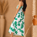 'Milani' Print Green Cotton Maxi Dress WOMEN'S DRESS for women resort wear - Seaspice Resort Wear