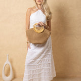 'Nerina' Woven Resort Handbag with Bamboo Handle - Natural Materials ACCESSORIES for women resort wear - Seaspice Resort Wear