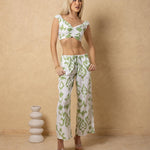 'Palmer' Ruched Drawstring Front Print Crop Top WOMEN'S TOP for women resort wear - Seaspice Resort Wear