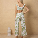 'Palmer' Ruched Drawstring Front Print Crop Top WOMEN'S TOP for women resort wear - Seaspice Resort Wear