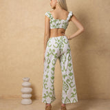 'Palmer' Ruched Drawstring Front Print Crop Top WOMEN'S TOP for women resort wear - Seaspice Resort Wear