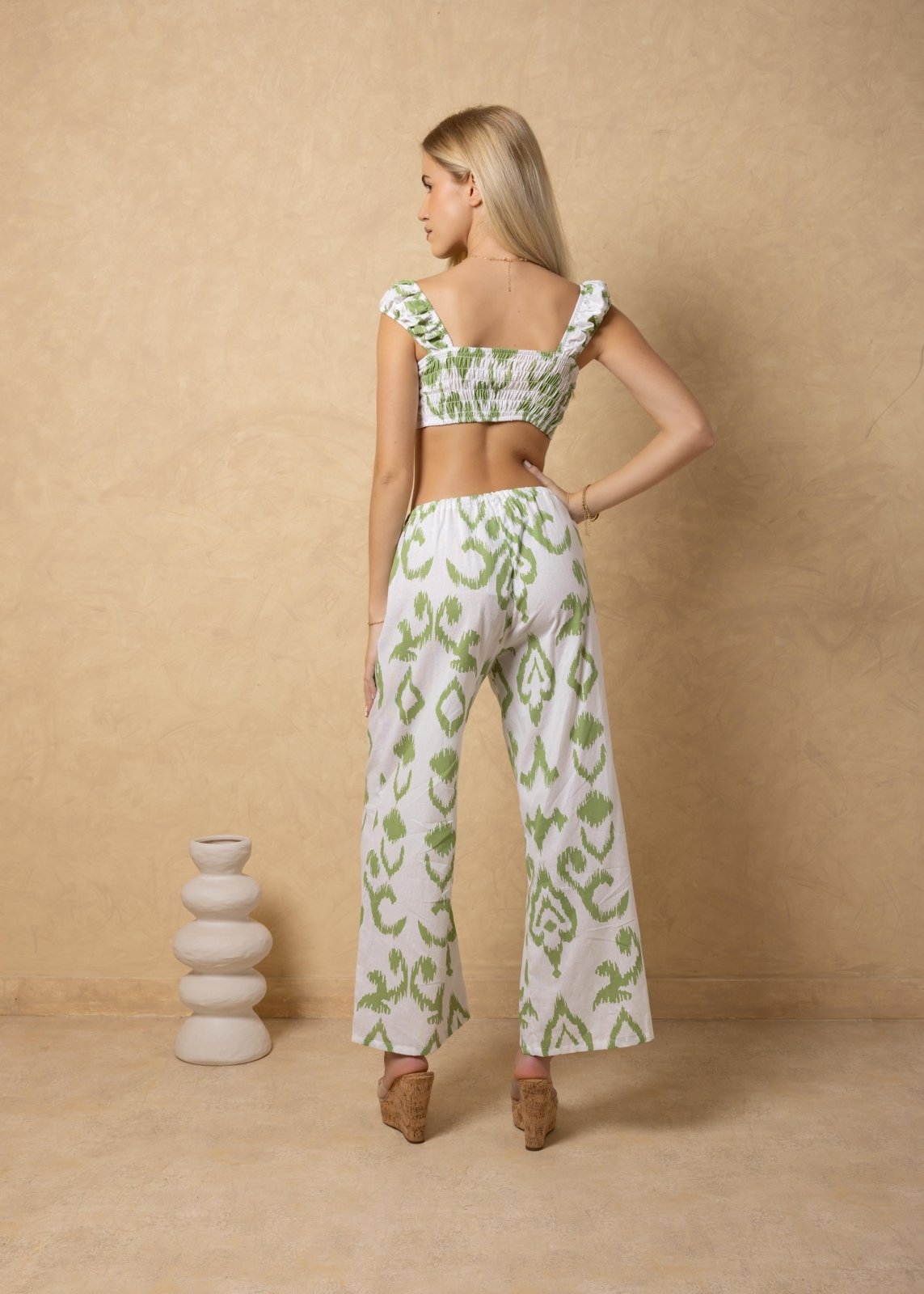 'Palmer' Ruched Drawstring Front Print Crop Top WOMEN'S TOP for women resort wear - Seaspice Resort Wear