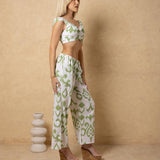 'Palmer' Ruched Drawstring Front Print Crop Top WOMEN'S TOP for women resort wear - Seaspice Resort Wear