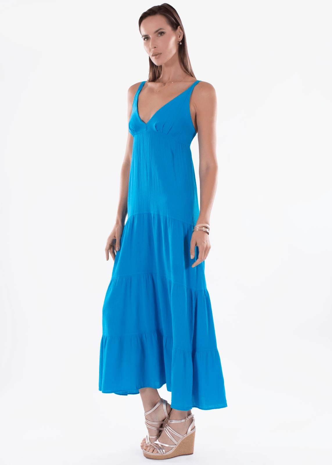 blue dress for baby girl Samantha Kaftan Robe in Premium Laucala Blue – Bali Prema