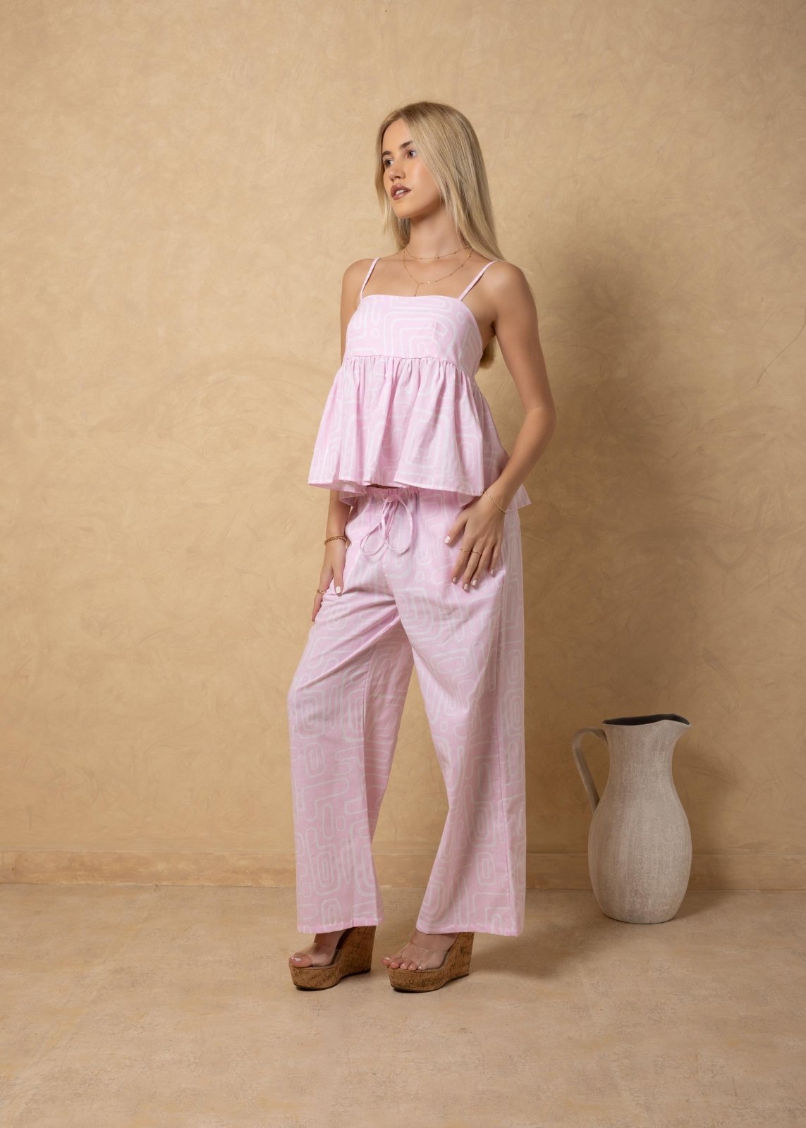 'Solana' Drawstring Wide Leg Print Pants WOMEN'S PANTS for women resort wear - Seaspice Resort Wear