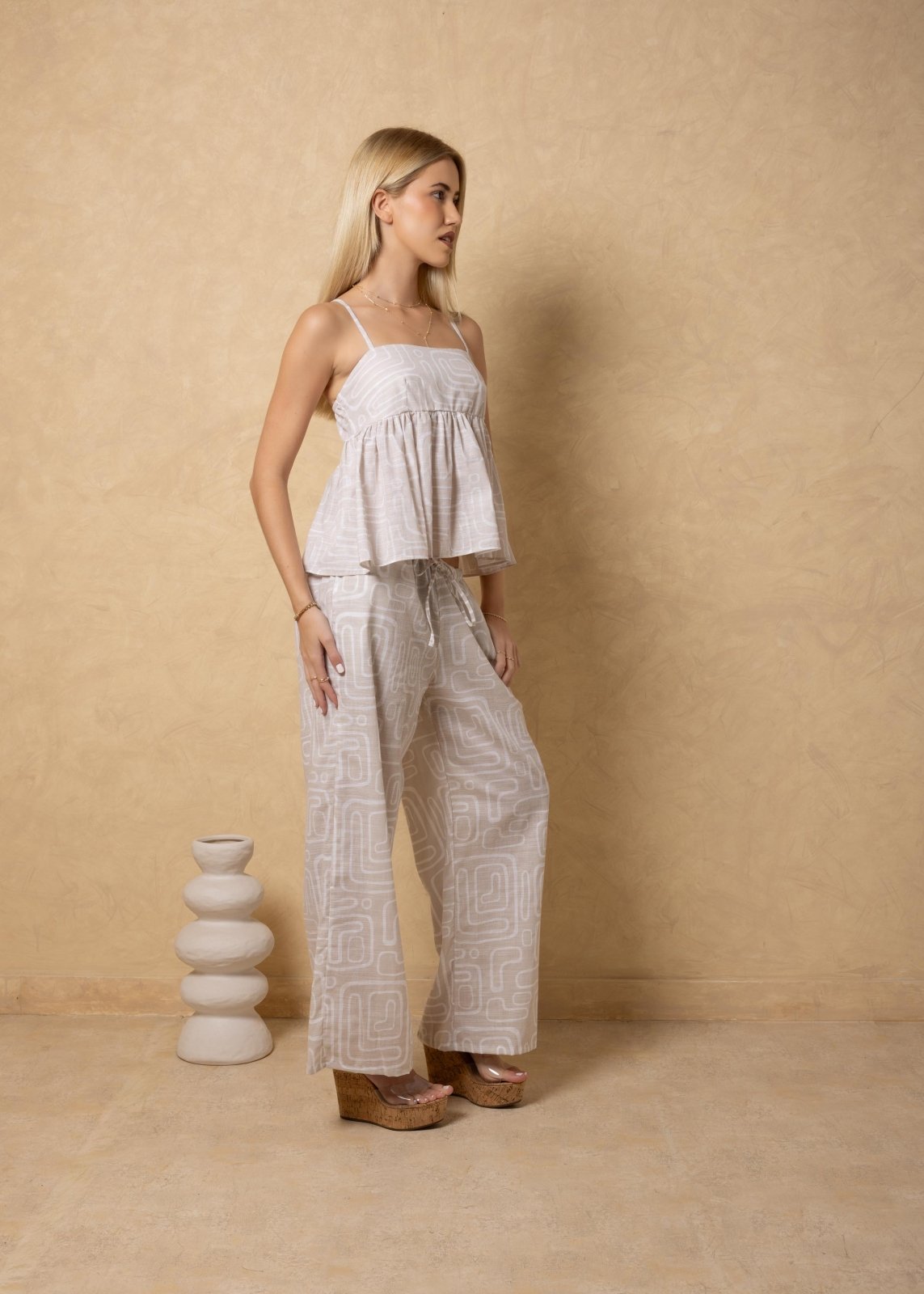 'Solana' Drawstring Wide Leg Print Pants WOMEN'S PANTS for women resort wear - Seaspice Resort Wear