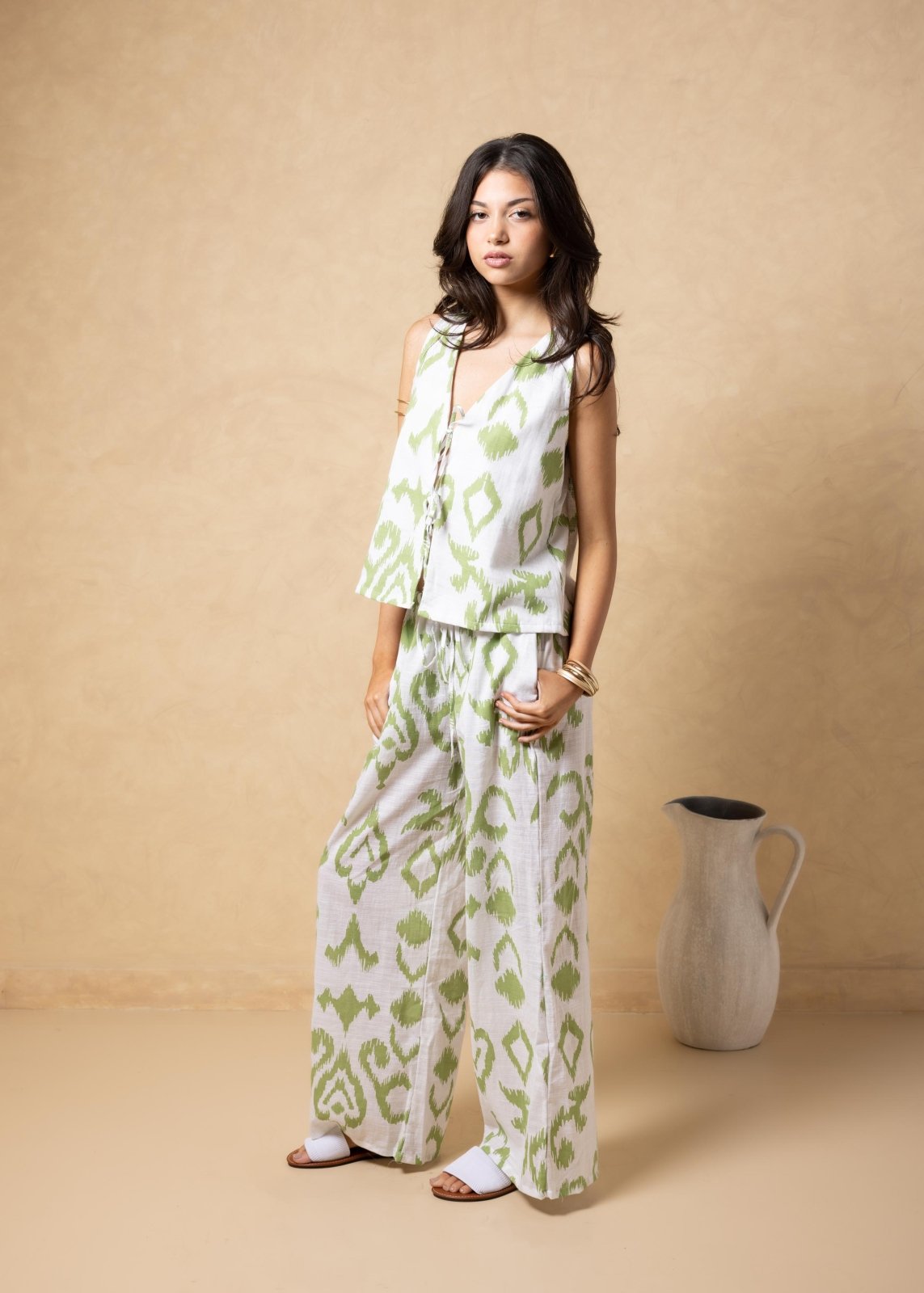 'Solana' Drawstring Wide Leg Print Pants WOMEN'S PANTS for women resort wear - Seaspice Resort Wear