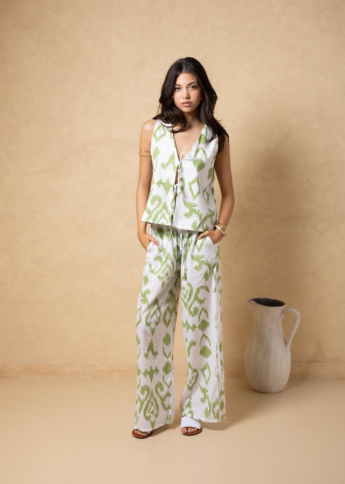 'Solana' Drawstring Wide Leg Print Pants WOMEN'S PANTS for women resort wear - Seaspice Resort Wear