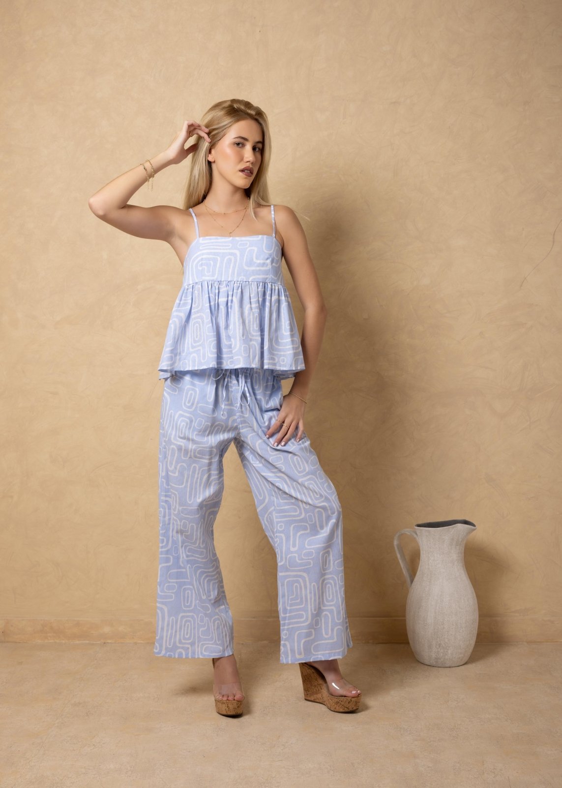 'Solana' Drawstring Wide Leg Print Pants WOMEN'S PANTS for women resort wear - Seaspice Resort Wear
