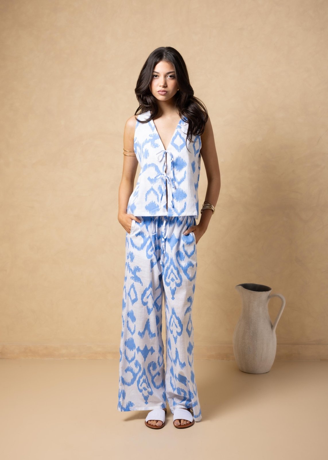 'Solana' Drawstring Wide Leg Print Pants WOMEN'S PANTS for women resort wear - Seaspice Resort Wear