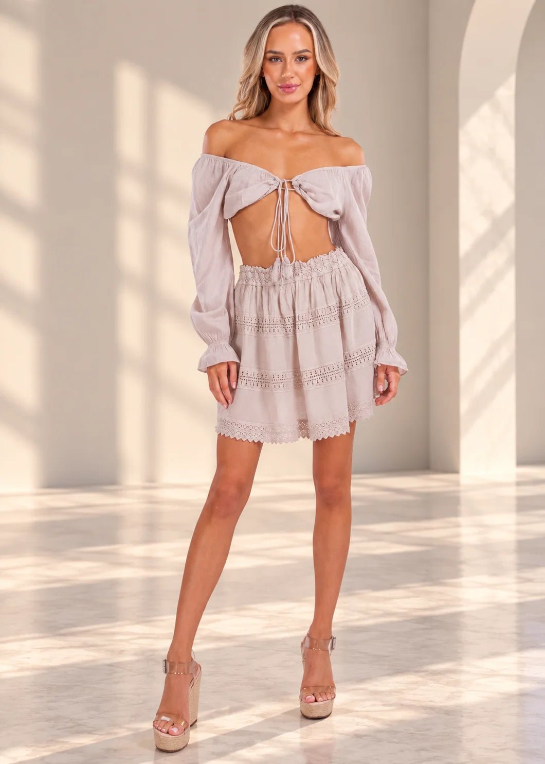 'Tabitha' Long Sleeve Crop Top WOMEN'S TOP for women resort wear - Seaspice Resort Wear