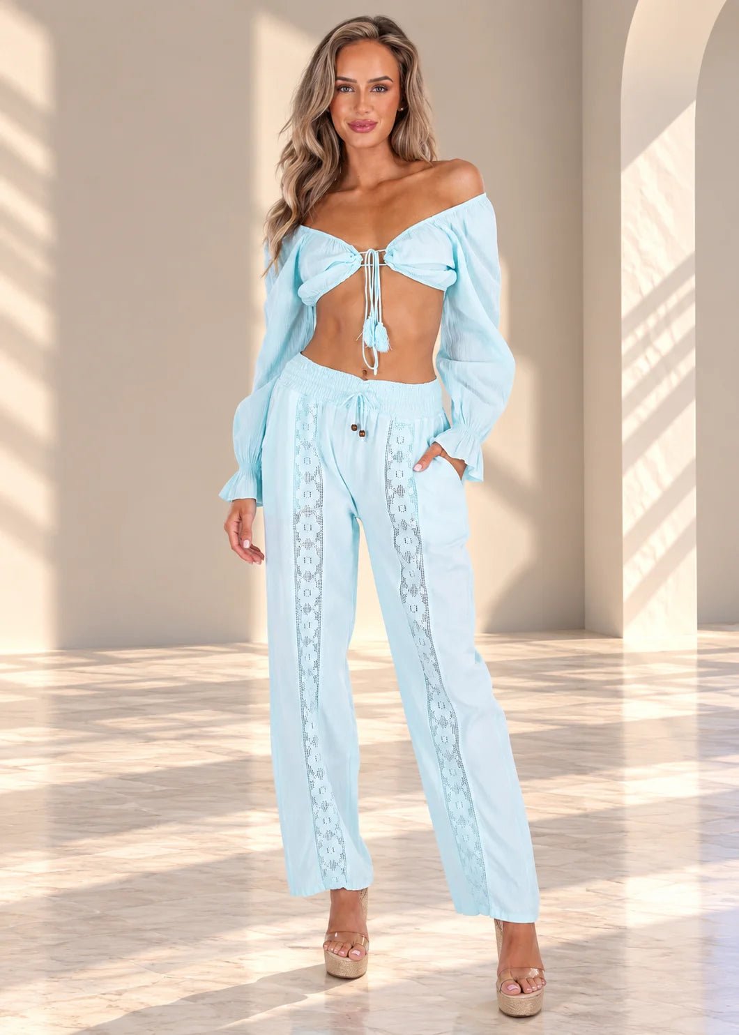 'Tabitha' Long Sleeve Crop Top WOMEN'S TOP for women resort wear - Seaspice Resort Wear