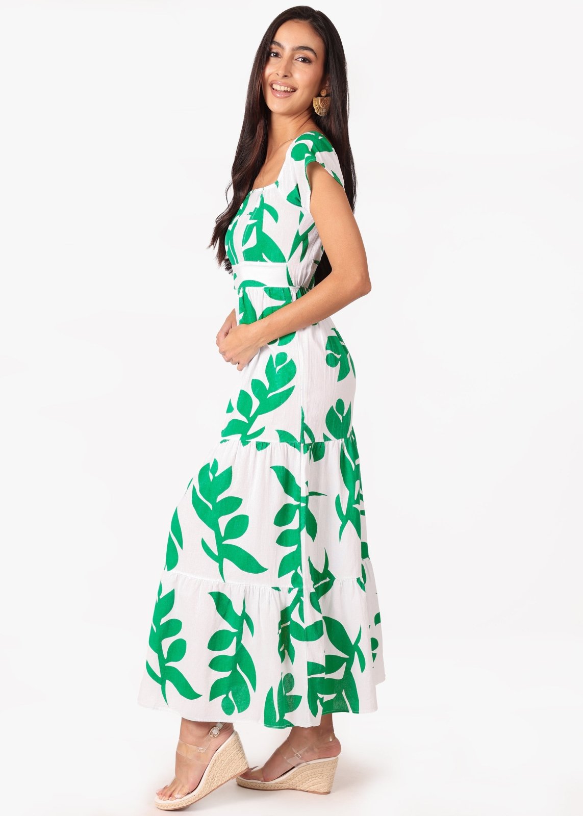 'Talia' Print Green Cotton Maxi Dress WOMEN'S DRESS for women resort wear - Seaspice Resort Wear