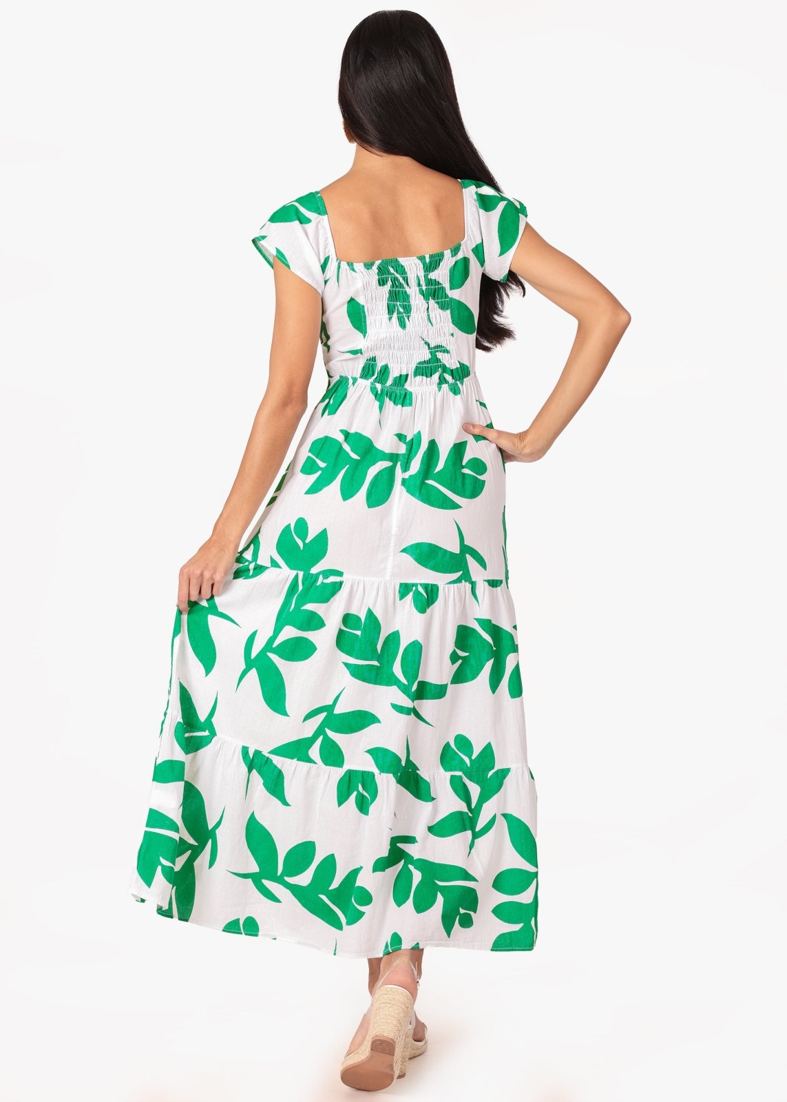 'Talia' Print Green Cotton Maxi Dress WOMEN'S DRESS for women resort wear - Seaspice Resort Wear