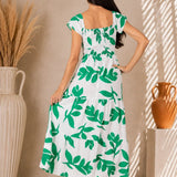 'Talia' Print Green Cotton Maxi Dress WOMEN'S DRESS for women resort wear - Seaspice Resort Wear
