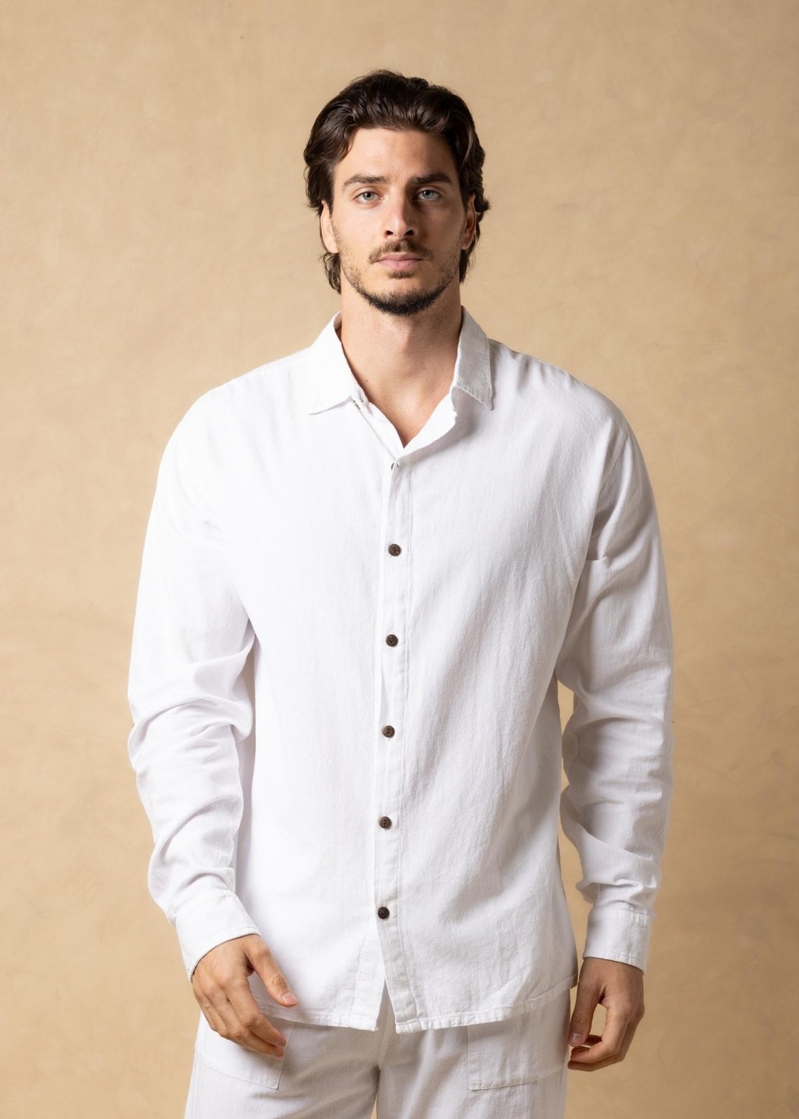 'Tulum' Long Sleeve Button Up Shirt White SEASPICE MEN for women resort wear - Seaspice Resort Wear