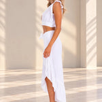 'Vanessa' Ruffle Shoulder Tie Back Top White WOMEN'S TOP for women resort wear - Seaspice Resort Wear