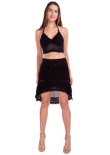 'Jasmine' Crochet High Low Skirt Black