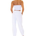 Chloe' Side Crochet Joggers White - Seaspice Resort Wear