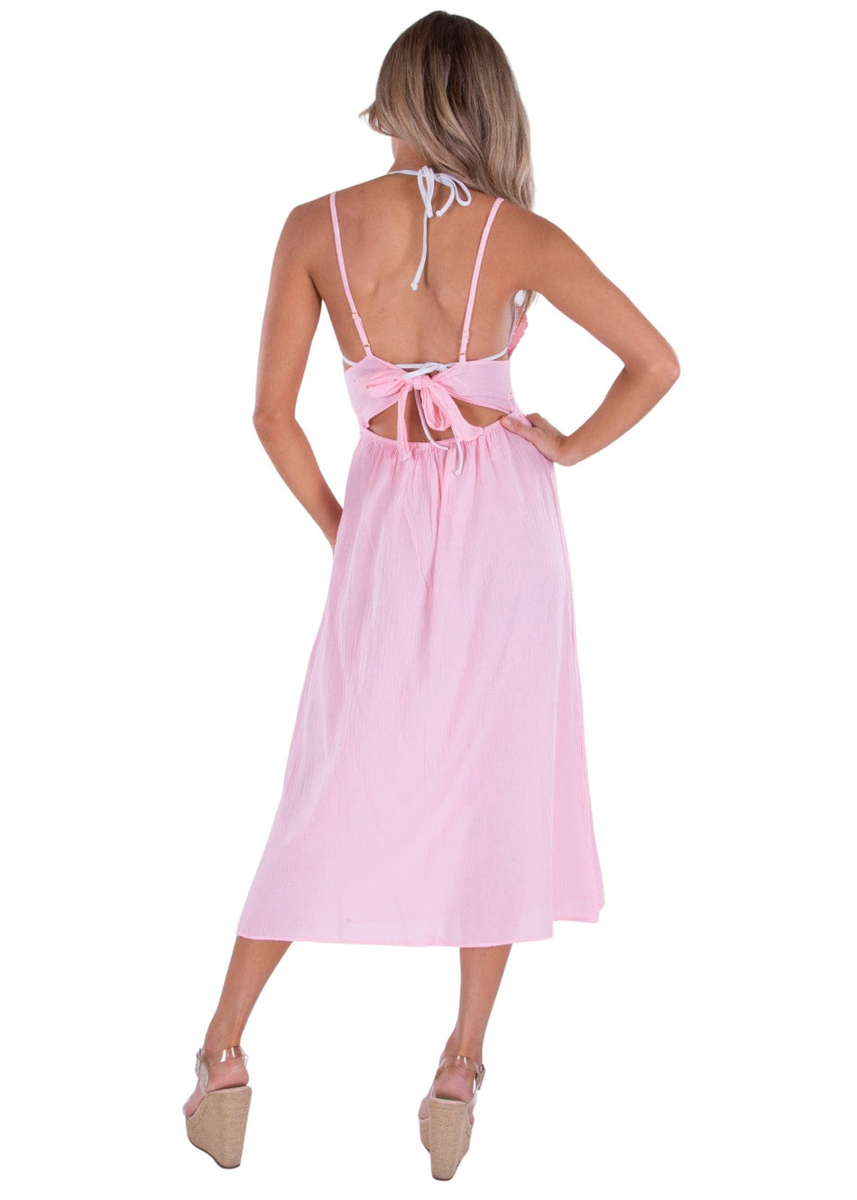 Aisha' Tie-Back Dress Baby Pink - Seaspice Resort Wear