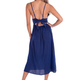 "Aisha' Tie-Back Dress Navy - Seaspice Resort Wear