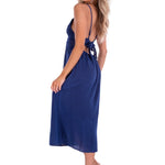 "Aisha' Tie-Back Dress Navy - Seaspice Resort Wear