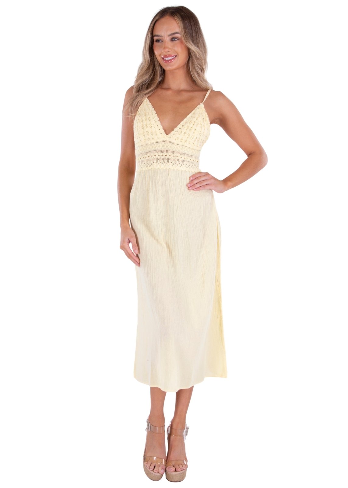 Aisha' Tie-Back Dress Baby Yellow - Seaspice Resort Wear