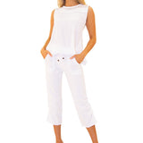 'Alba' Sleeveless Blouse White - Seaspice Resort Wear