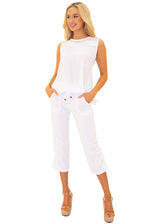 'Alba' Sleeveless Blouse White - Seaspice Resort Wear