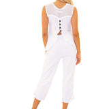 'Alba' Sleeveless Blouse White - Seaspice Resort Wear