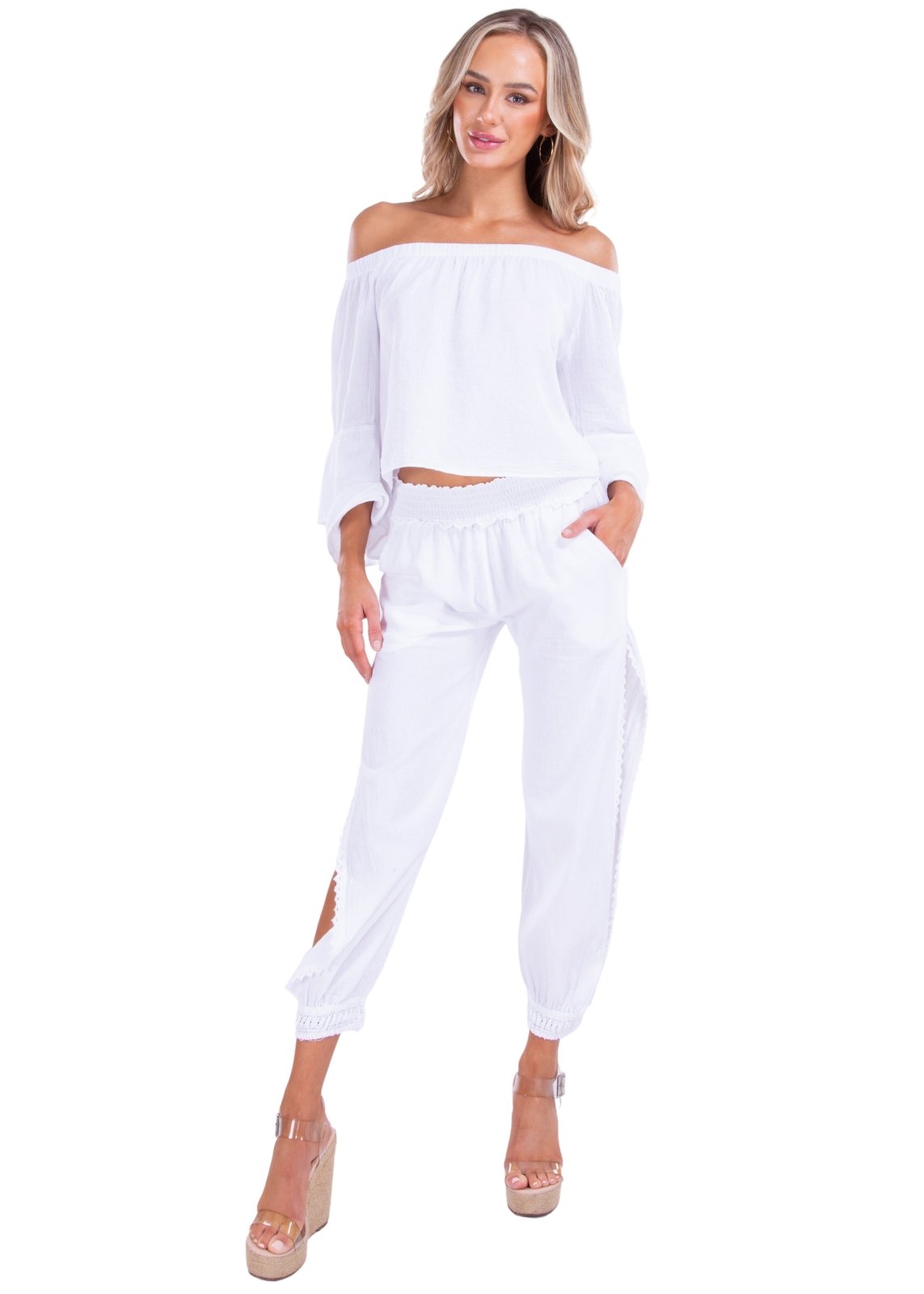 'Allegra' Flowy Off Shoulder Top - Seaspice Resort Wear