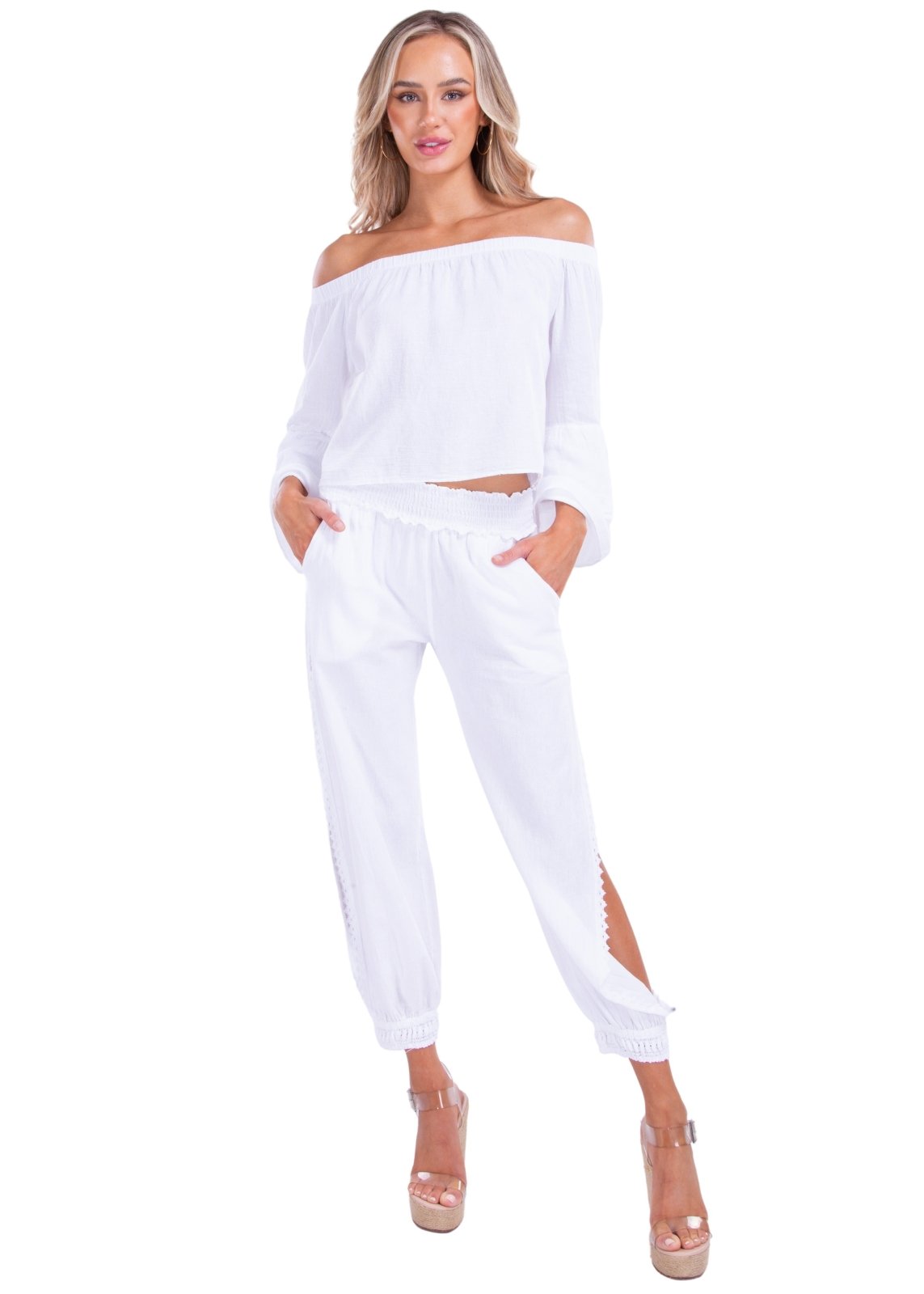 'Allegra' Flowy Off Shoulder Top - Seaspice Resort Wear