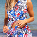 'Aloha' Print Front Tie Top White - Seaspice Resort Wear
