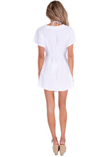 'Amara' Boho Fringe Hem Dress White - Seaspice Resort Wear