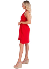 100% Cotton 'Angelique' Halter Mini Sundress Red - Seaspice Resort Wear