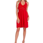 100% Cotton 'Angelique' Halter Mini Sundress Red - Seaspice Resort Wear