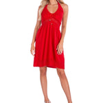  100% Cotton 'Angelique' Halter Mini Sundress Red - Seaspice Resort Wear