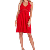  100% Cotton 'Angelique' Halter Mini Sundress Red - Seaspice Resort Wear