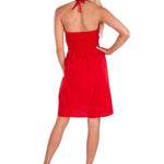 100% Cotton 'Angelique' Halter Mini Sundress Red - Seaspice Resort Wear