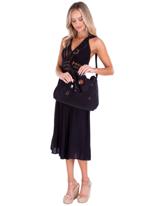 'Annick' Cotton Bag Black - Seaspice Resort Wear