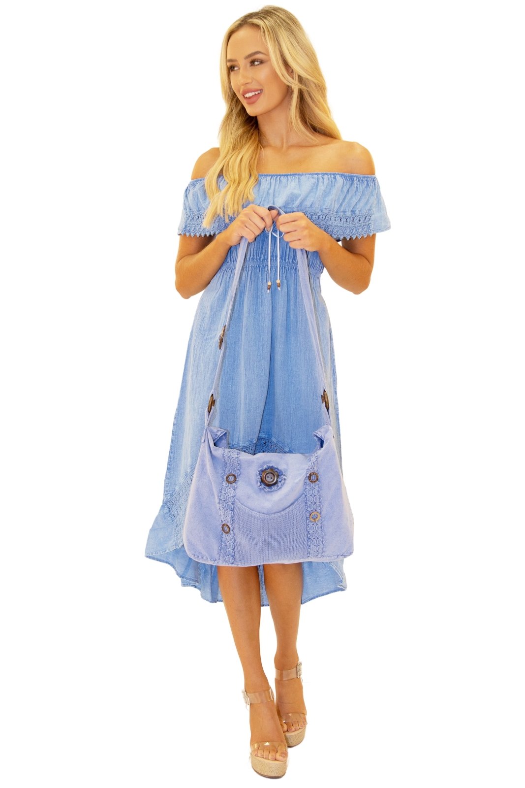 'Annick' Cotton Bag Blue - Seaspice Resort Wear
