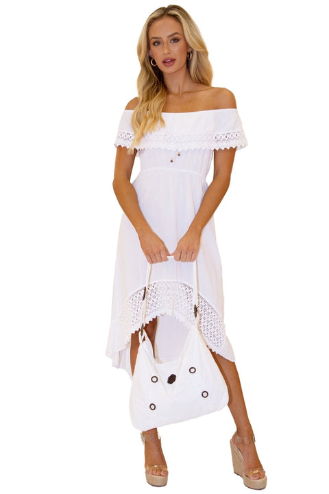 'Annick' Cotton Bag White - Seaspice Resort Wear