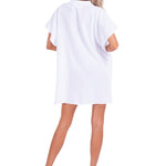 100% Cotton 'Annmarie' Button-Up Tunic Dress White - Seaspice Resort Wear