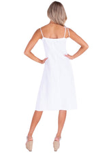 100% Cotton 'Antonella' Side Button-Up Split Dress White - Seaspice Resort Wear