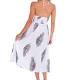 100% Cotton 'April' Palm Print Dress White - Seaspice Resort Wear