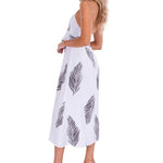100% Cotton 'April' Palm Print Dress White - Seaspice Resort Wear