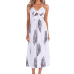 100% Cotton 'April' Palm Print Dress White - Seaspice Resort Wear